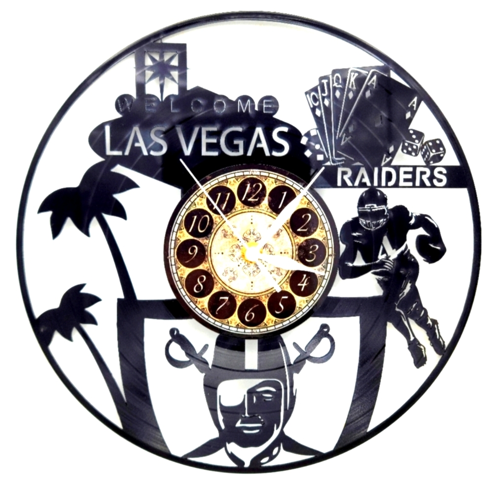 LAS VEGAS RAIDERS vinyl record clock